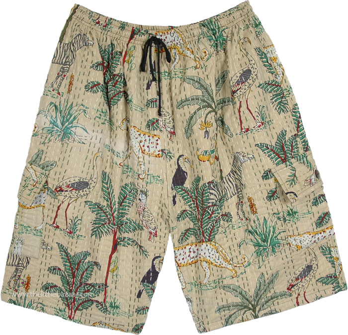 Jungle Oasis Handicraft Kantha Boho Long Shorts