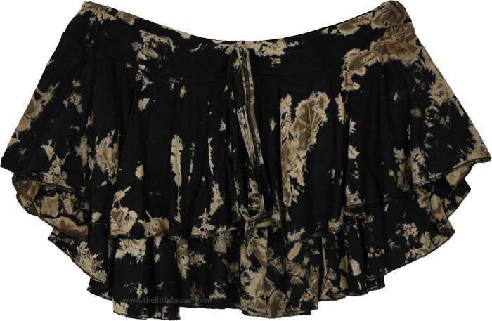 Black Splatter Tie Dye Mini Skirt with Built-in Hipster