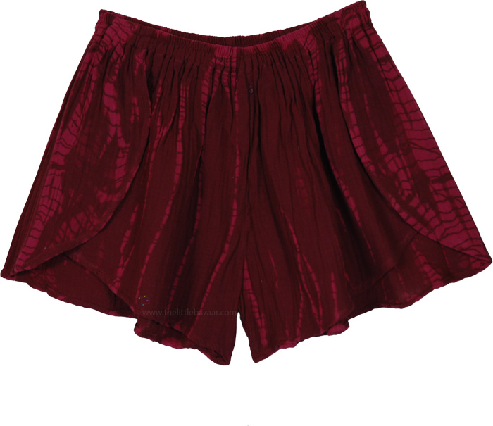 Deep Crimson Hand Dyed Open Front Short