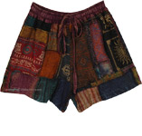 Sunfaded Boho Patchwork Drawstring Shorts