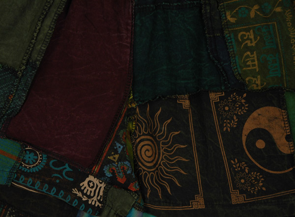 Emerald Tide Patchwork Boho Nomad Shorts
