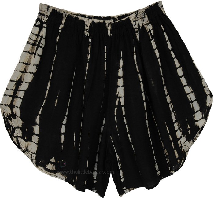 Reverse Marble Tie-Dye Boho Shorts with Pockets
