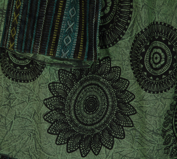 Lichen Green Mandala Cotton Boho Shorts