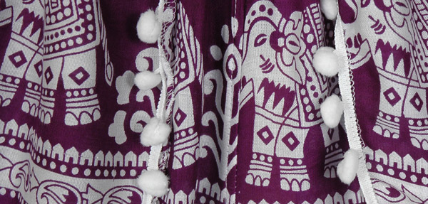 Elephant Print Hippie Shorts with Pompoms