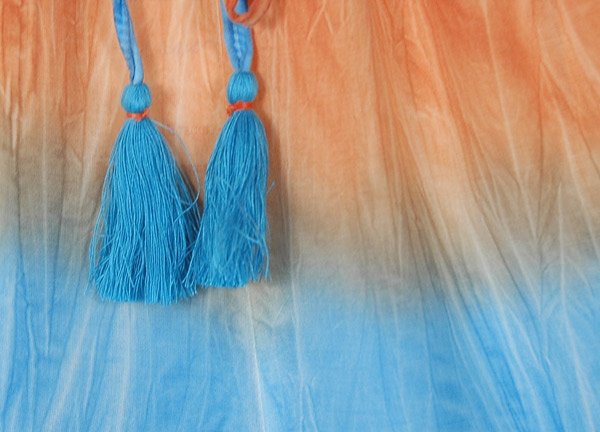 Orange To Blue Handmade Ombre Boho Shorts