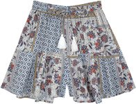 Classy Floral Rayon Modal Shorts with Tassels