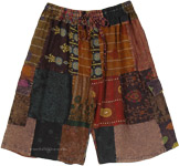 Tribal and Paisley Pattern Cotton Shorts with Pockets [8731]