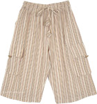 Lounge Capri Pants in Striped Cotton Fabric [8917]