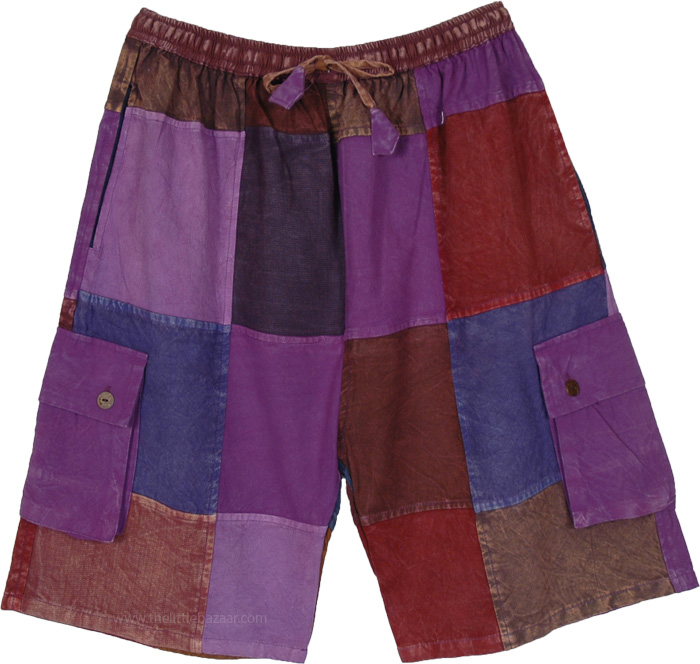 Violet Dreams Patchwork Shorts in Cotton