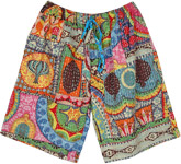 Vibrant Mixed Pattern Cotton Shorts with Pockets [9274]