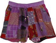 Summer Fun Multi Patchwork Shorts with Elastic Waist and Drawstring [9374]