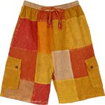 Orange Square Summer Fun Cotton Boho Shorts [9462]