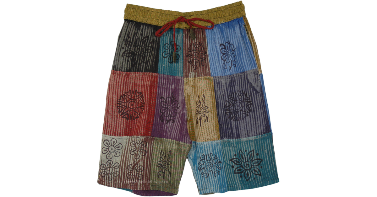 Astute Striped Patchwork Hippie Cotton Half Pants | Shorts ...