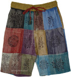 Unisex Striped Inspired Cotton Boho Patchwork Shorts [9530]
