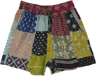 Pistachio Patchwork Recycled Womens Shorts