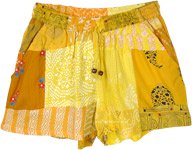 Warm Yellow Assorted Patchwork Fun Shorts