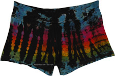 Multicolor Tie Dye Black Soft Stretchy Shorts