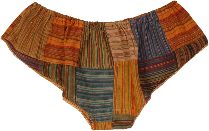 Orange Stripes Patchwork Booty Shorts