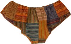 Orange Stripes Patchwork Booty Shorts