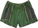 Chalet Green Patchwork Cotton Shorts