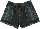 Outer Space Black Boho Cotton Shorts