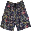 Navy Garden Handicraft Kantha Boho Bermudas