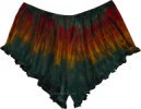 Emerald Flame Tie Dye Ruffled Rave Booty Shorts