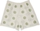 Cream Fern Floral Embroidered Crochet Shorts