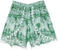 Floral Fun Cotton Shorts with Pockets and Fringes