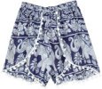 Unisex Purple Blue Hippie Cotton Patchwork Cargo Shorts