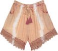 Dusky Melon Tie Dye Shorts with Crochet Bottom