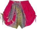 Playful Swirly Pink Tie Dye Side-Tie Shorts