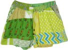Parrot Green Handmade Patchwork Shorts