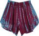 Claret Pink Tie Dye Boho Shorts with Pockets