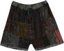 Midnight Char Patchwork Cotton Mid Length Shorts