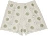 Cream Fern Floral Embroidered Crochet Shorts