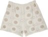 Beige Cream Floral Embroidered Crochet Shorts