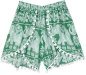 Bohemian Elephant Print Green Shorts with Pompoms