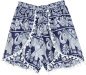 Navy White Elephant Print Hippie Shorts with Pompoms