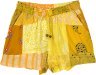 Warm Yellow Patchwork Fun Shorts For Girls