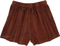 Sunset Striped Cotton Bohemian Shorts