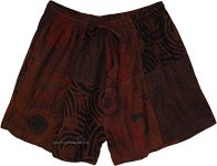 Rave Brown Patchwork Cotton Shorts