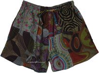 Sagacious Grey Patchwork Cotton Shorts