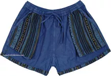 San Juan Blue Patchwork Cotton Shorts