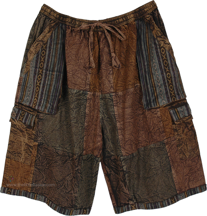 Boho Earth Patch Cargo Bermuda Unisex Shorts
