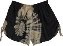 Black Eclipse Dreams Tie Dye Side-Tie Shorts