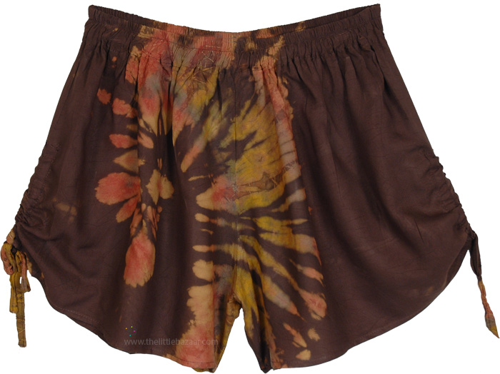 Chocolate Sunset Tie-Dye Boho Summer Shorts