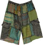 Island Green Mixed Media Handcrafted Cargo Shorts