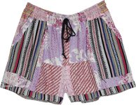 Lavender Mix Kantha Boho Summer Shorts