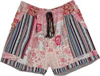 Rose Garden Kantha Patchwork Summer Shorts